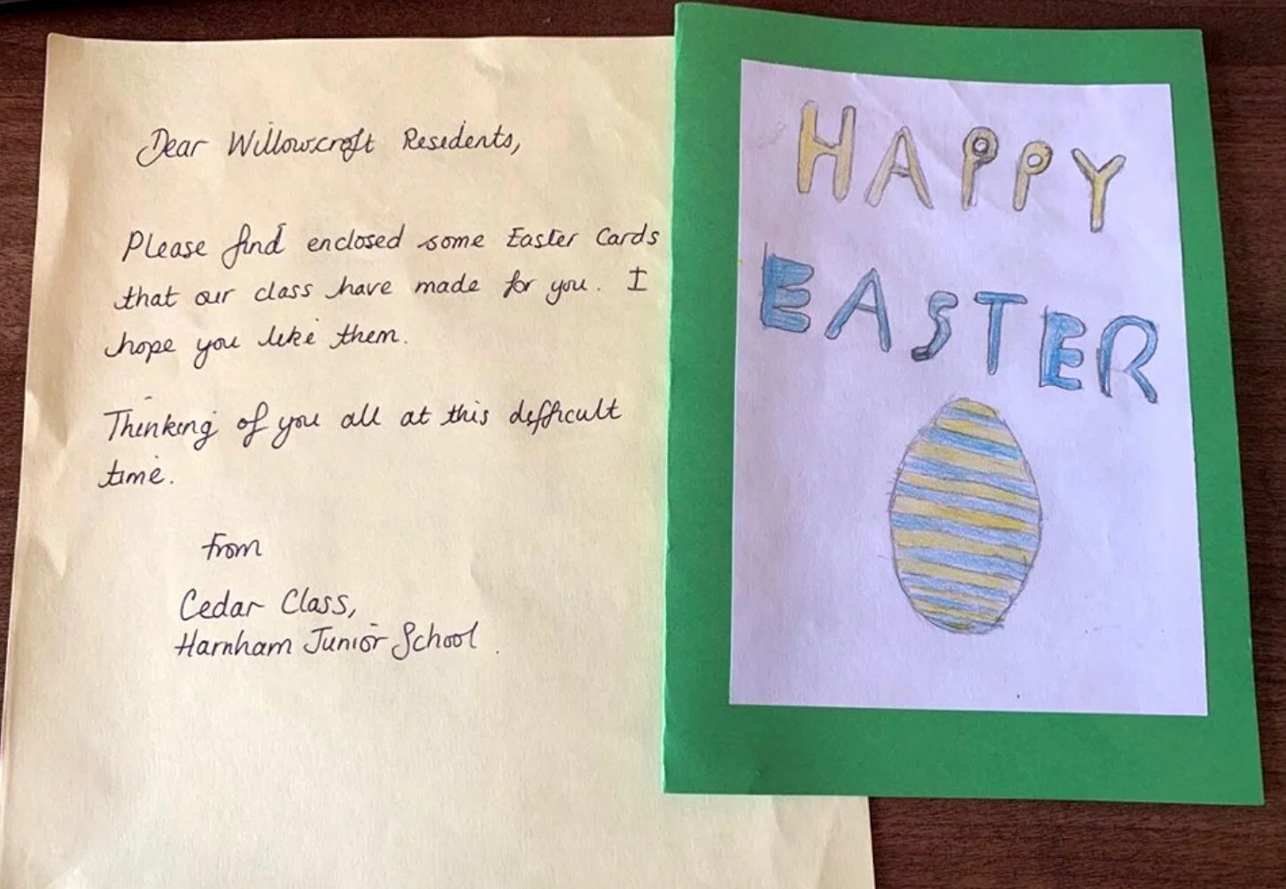 Easter cards brighten up residents' day