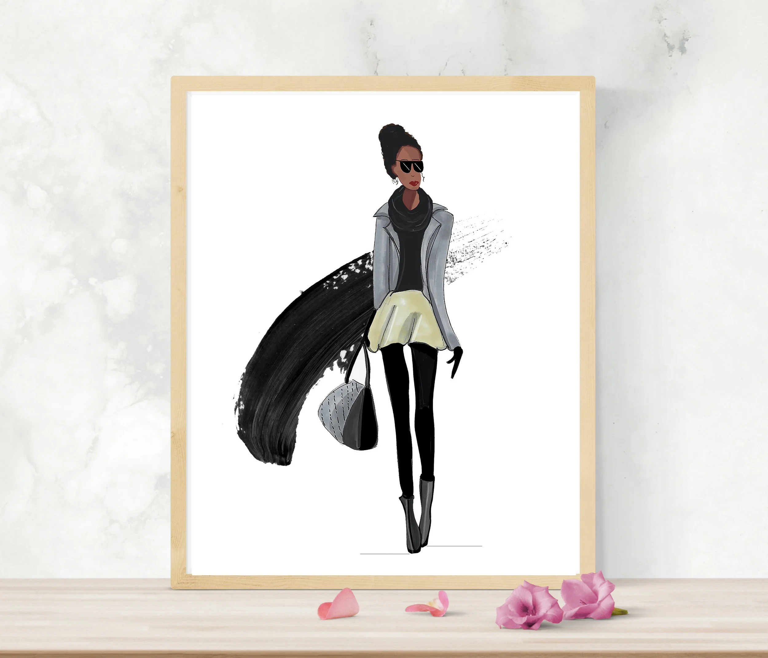 African American Fashionista Illustration Print by Roxy's Illustrations