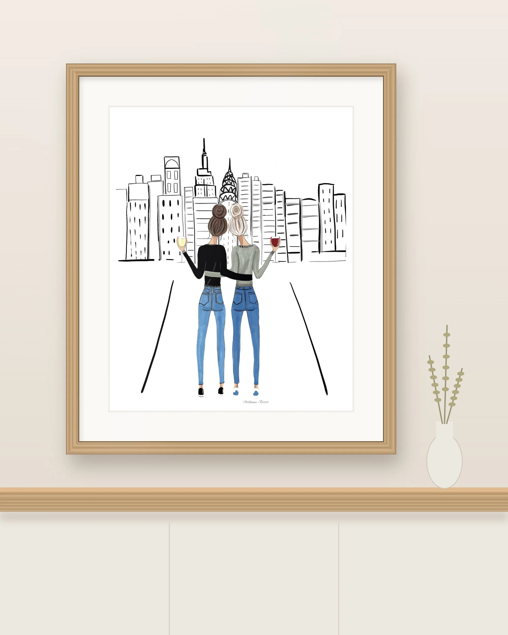 Best Friends in New York City – Instant Digital Download (Brunette & Blonde Hair Buns)