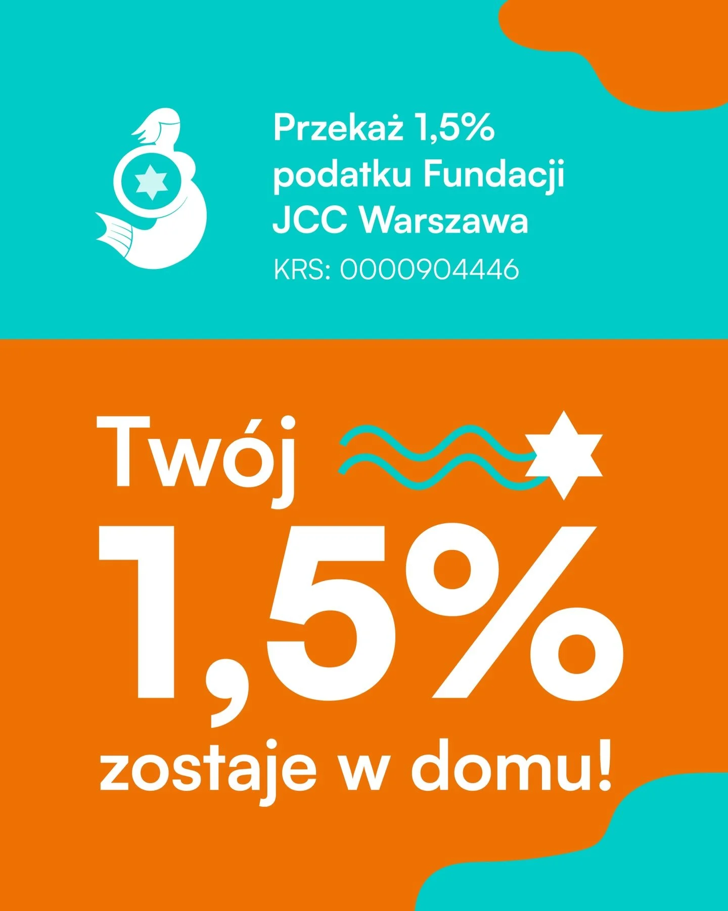 Twoje 1,5% zostaje w domu 🧡

Zbliża się koniec stycznia, a wraz z nim początek okresu rozliczeń podatkowych. To moment, w kt&oacute;rym każdy z nas może wesprzeć JCC Warszawa &ndash; bez wydawania ani złot&oacute;wki ze swojej kieszeni.

Przekazanie