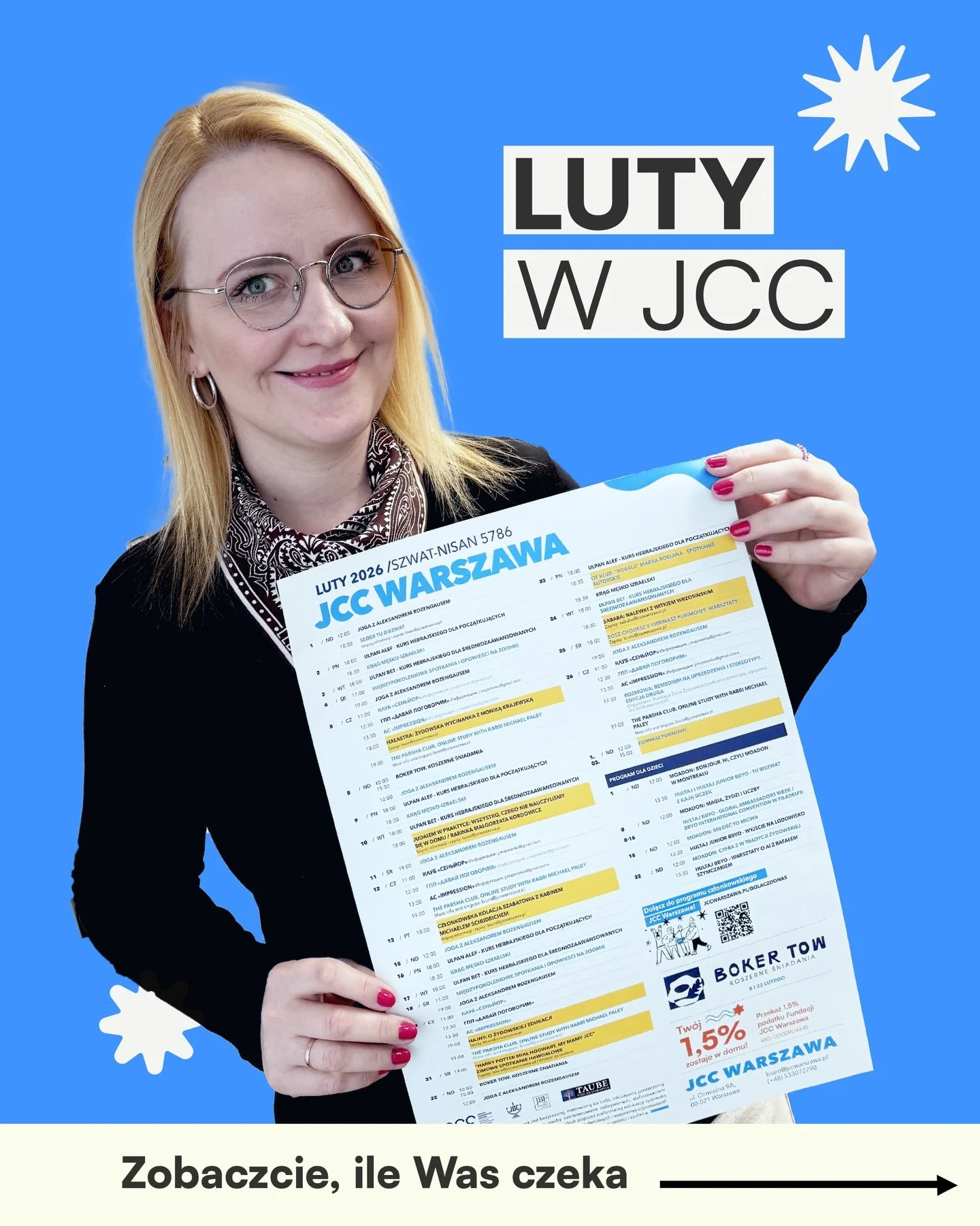 Jest luty, jest plan &ndash; teraz Wasza kolej ✨ Wygląda dobrze? Palec pod budkę, kto kiedy wpada! ☝️

Najbliższa okazja już w ten czwartek o 18:00 na warsztatach tworzenia żydowskich wycinanek z Moniką Krajewską! ✂️

Pełny program lutowy znajdziecie
