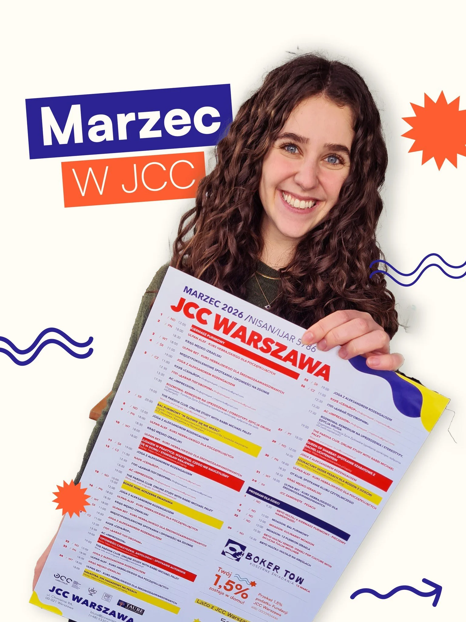 🇵🇱 Jak m&oacute;wi stare przysłowie: w marcu nadzieja, bo w lutym wszystko trudne jak w ruskiej bajce 🌷 A jest na czego wypatrywać: marzec w JCC to miesiąc pełen świętowania i cud&oacute;w, od Purim po Pesach. Dołączcie do nas w tym wyjątkowym cza