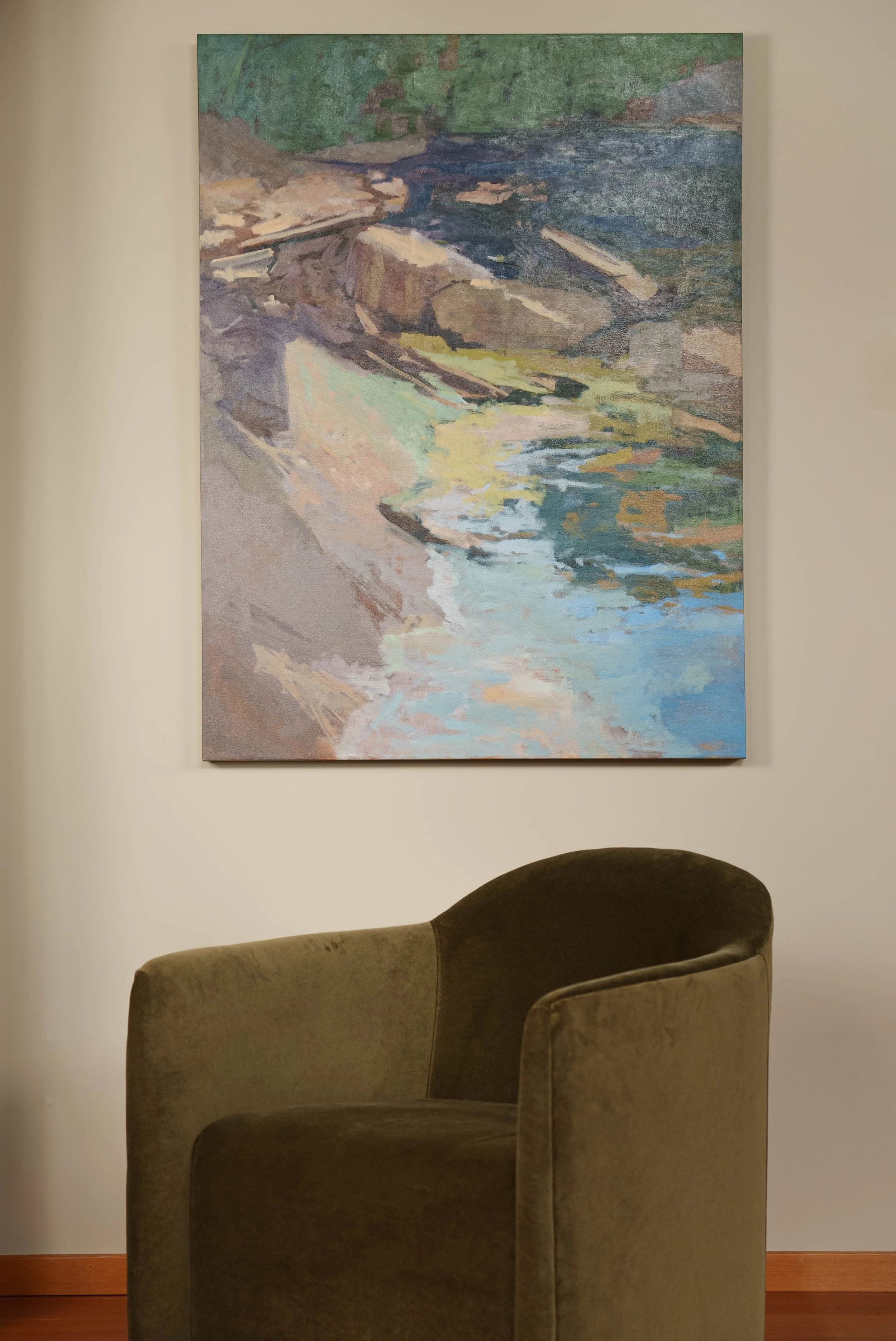 Fine art painting in Salt Spring Island interior design by Amber Jordan Design