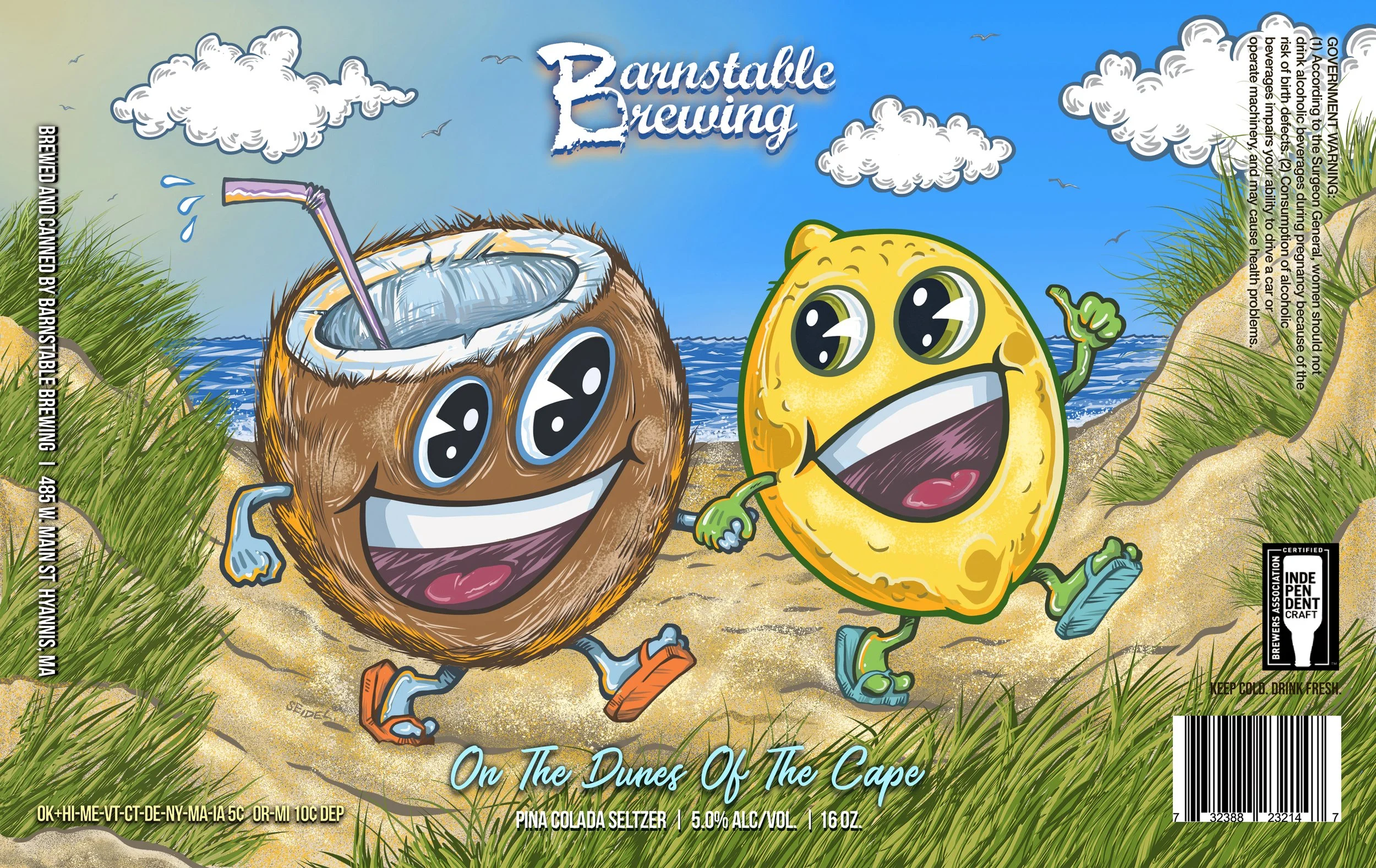 On The Dunes Of The Cape •  Pina Colda Seltzer Beer Label Art & Design