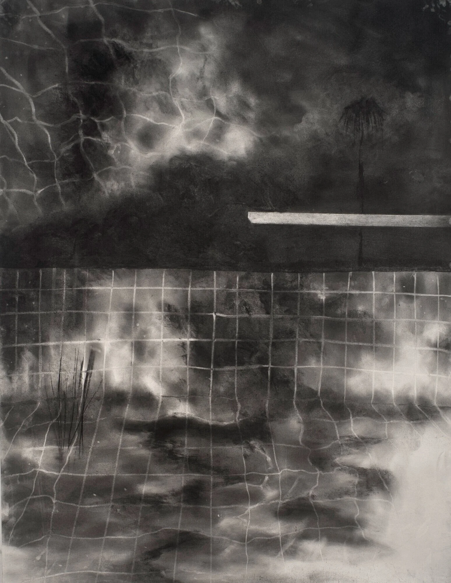 Matrix Pool, 2017,charcoal on paper50” x 30”