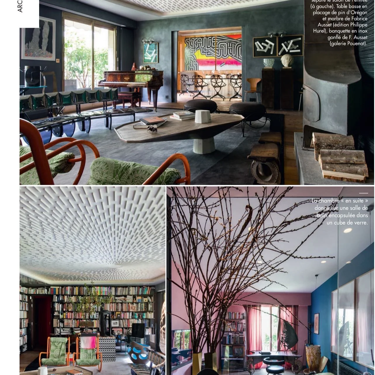 Cet appartement priv&eacute; a s&eacute;duit @lalibre.be : un po&ecirc;le des ann&eacute;es 50 en acier s&eacute;pare le salon de l&rsquo;entr&eacute;e, la table iconique Webwood et le sofa en acier gonfl&eacute; Silvering participe de l&rsquo;ambian