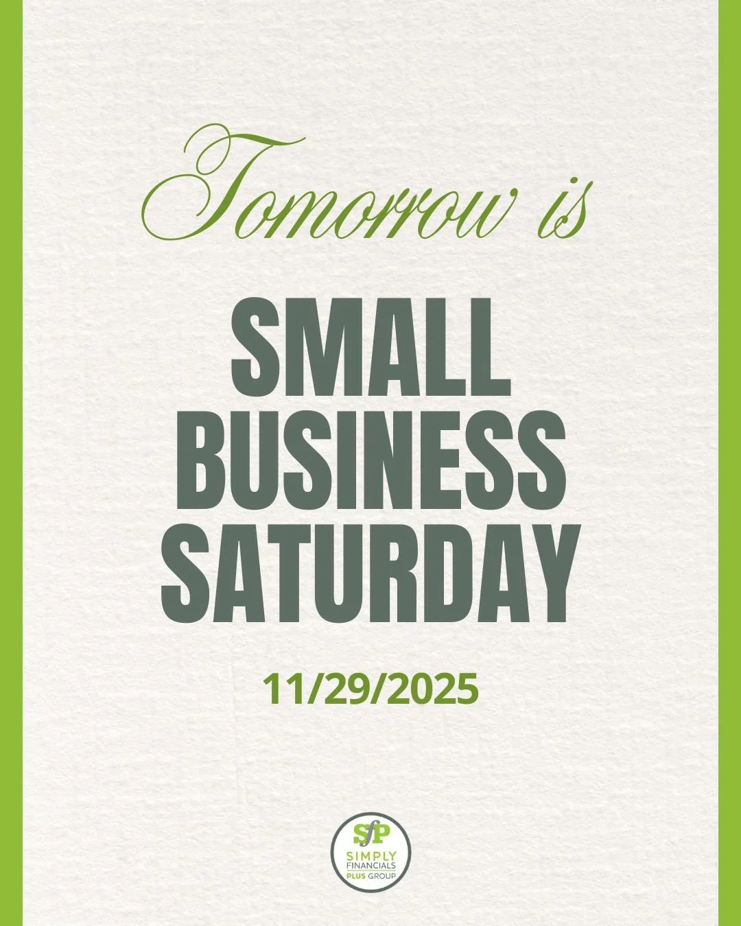Just a reminder &mdash; tomorrow is Small Business Saturday! Shop local, support your favorite small businesses, and make a big impact with every purchase.

#ShopSmall #SmallBusinessSaturday #ShopLocal