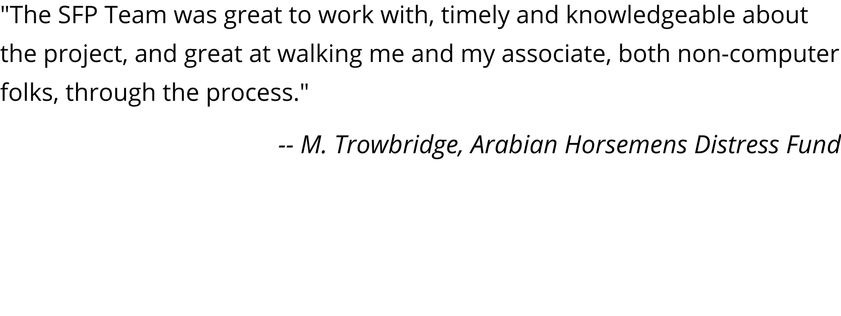 M. Trowbridge, Arabian Horsemens Distress Fund