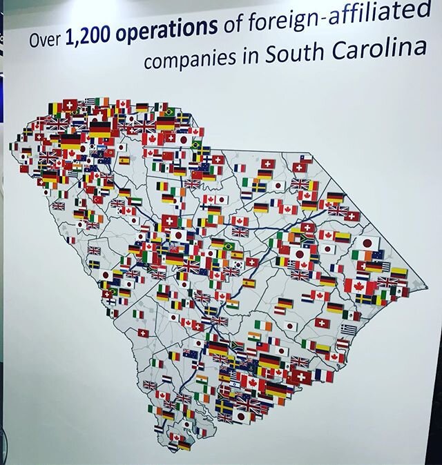 Innegra is representing South Carolina this week at the Paris Air Show. Must say this map is fairly impressive #southcarolina #global #innegra #borntough #sccommerce