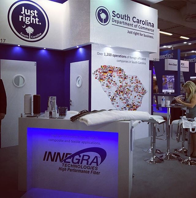 In Paris? Stop by and say hello at the Paris Airshow. Hall 3 Booth B117. #parisairshow #stateofsc #southcarolina #innegra #usa #borntough #composites #textiles