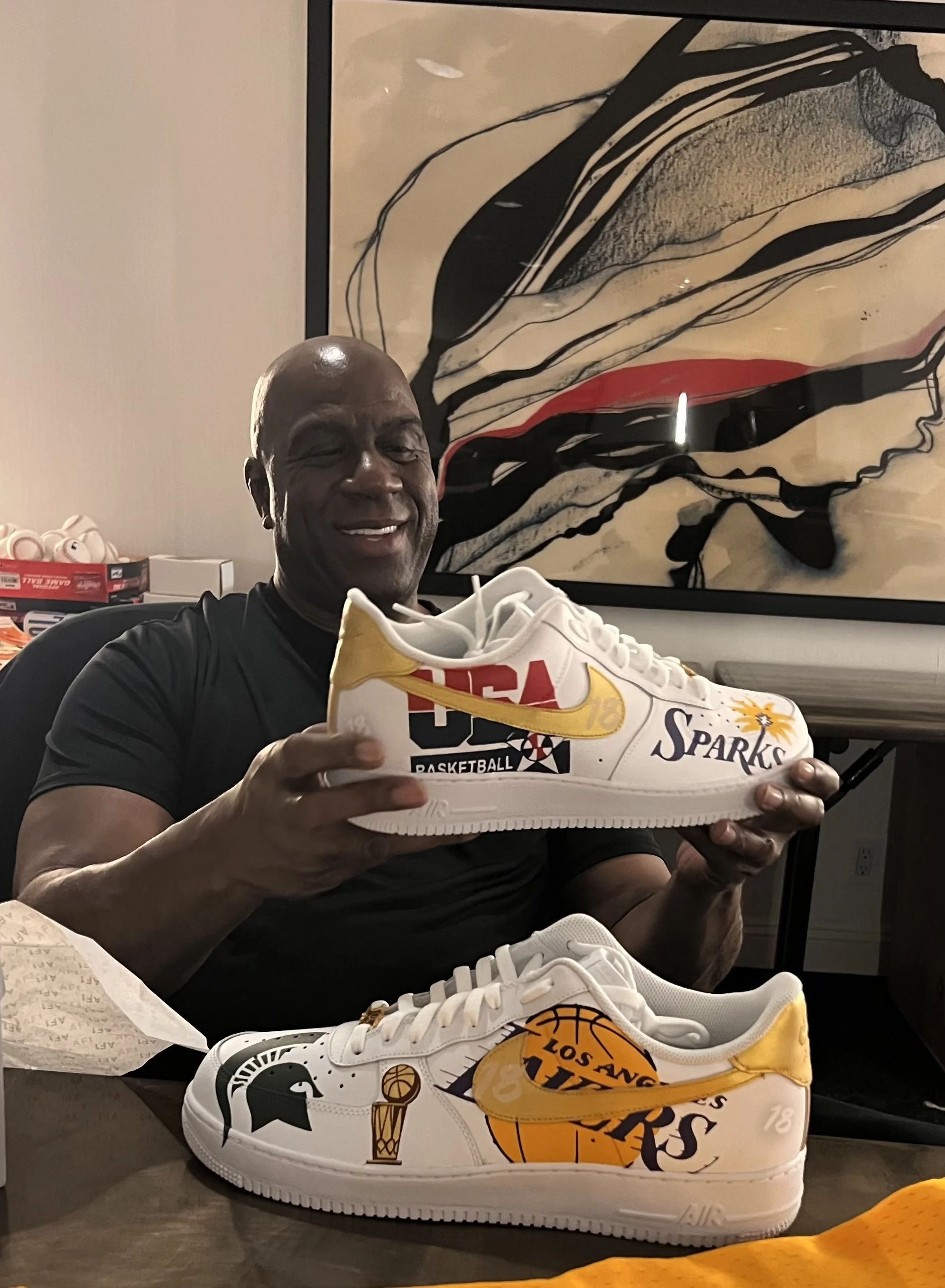 magic Johnson nba legend lakers champion custom shoes
