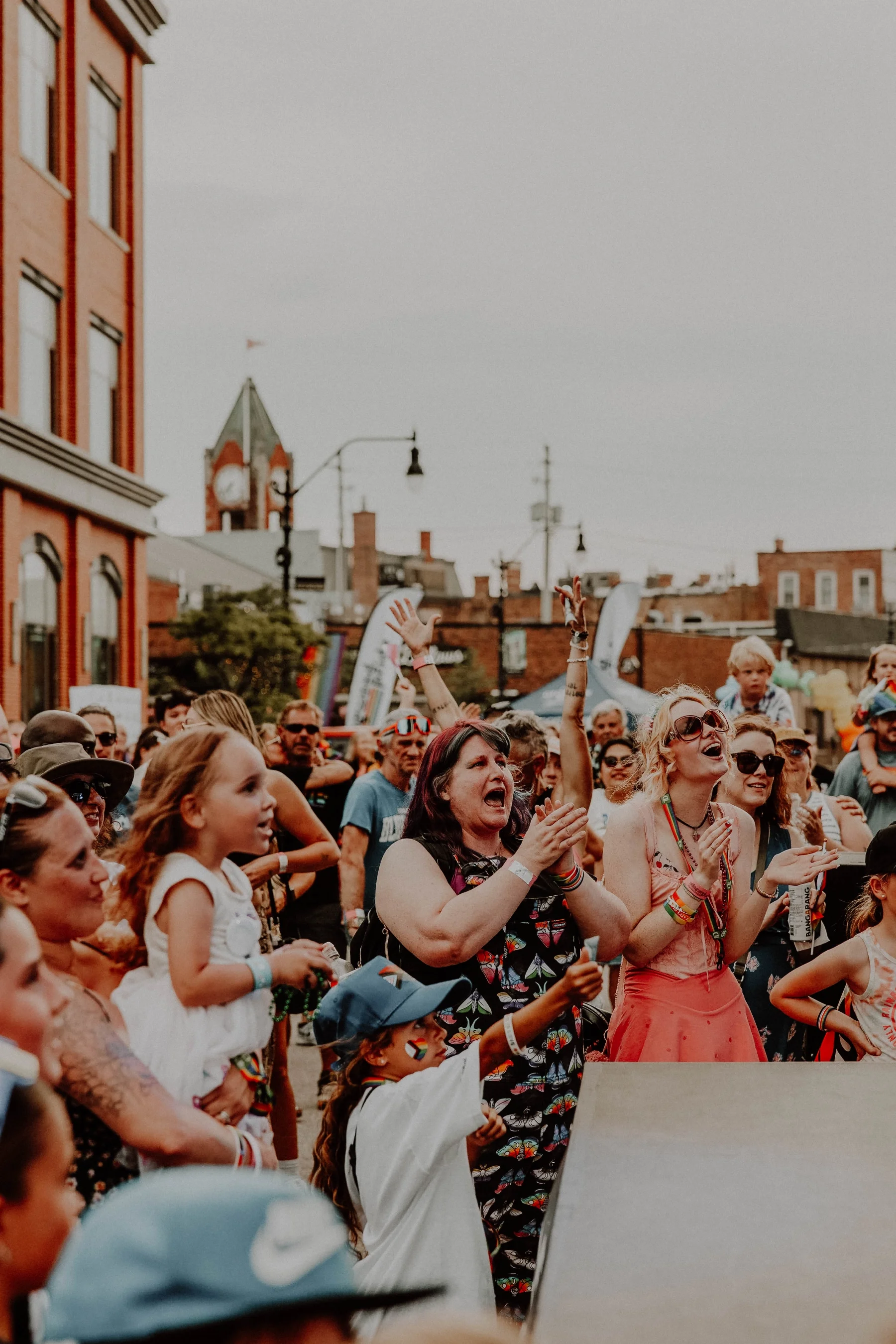 Crowd cheering at the main stage