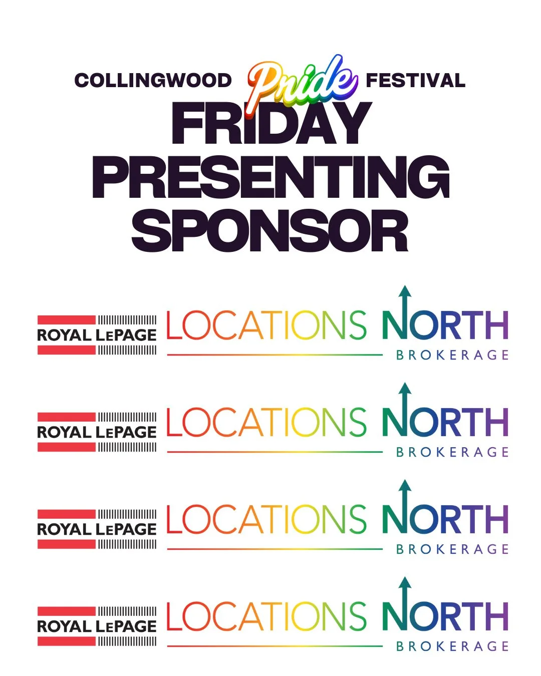 We&rsquo;re proud to recognize Royal LePage Locations North as our Friday Night Presenting Sponsor and a long-time supporter of Pride Collingwood.⁠
⁠
Their continued commitment to inclusivity, community, and celebration helps make our festival possib