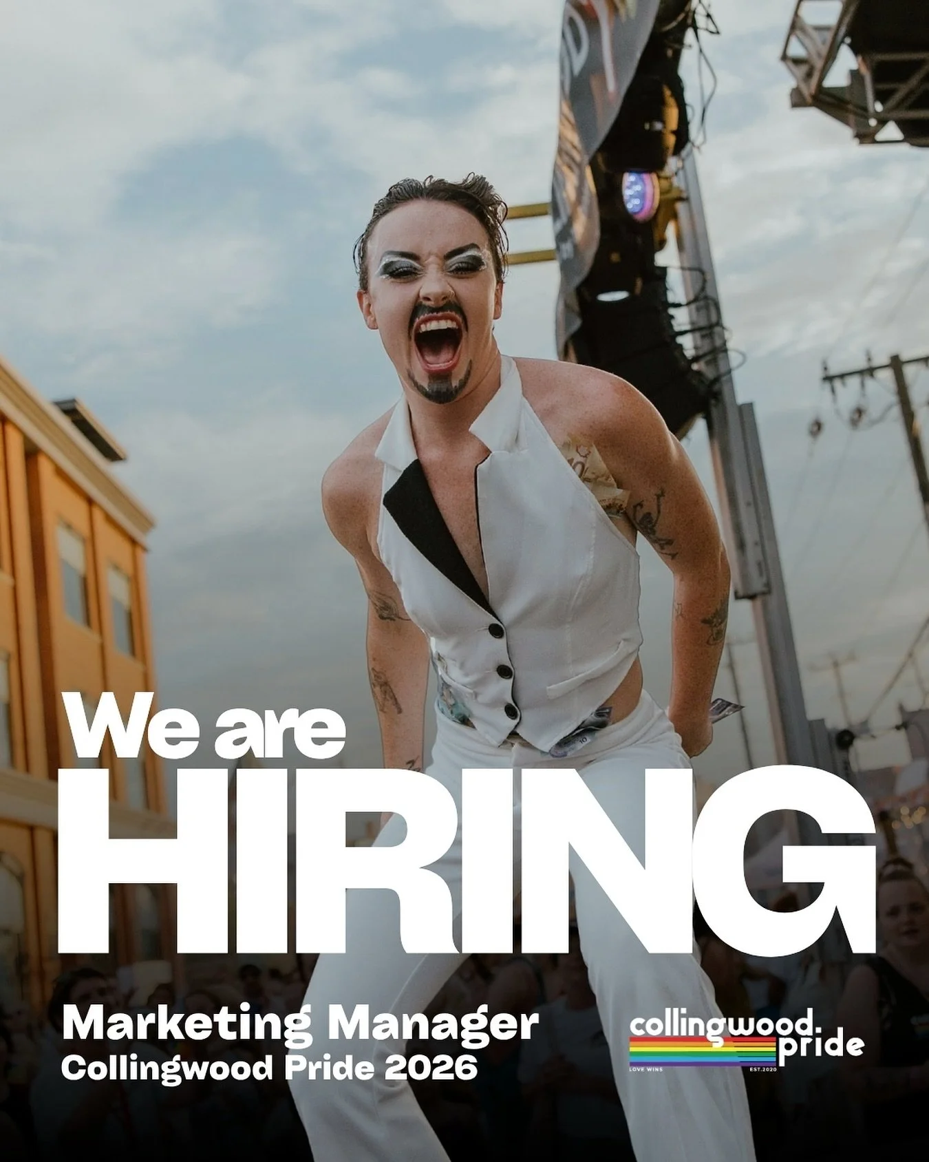 🌈 WE&rsquo;RE HIRING🌈
Collingwood Pride 2026 is searching for a marketing manager to help tell our story and grow our reach! 

If you love branding, campaigns and uplifting the voices of the 2SLGBTQ+ community we want to hear from you😍

🏳️&zwj;🌈