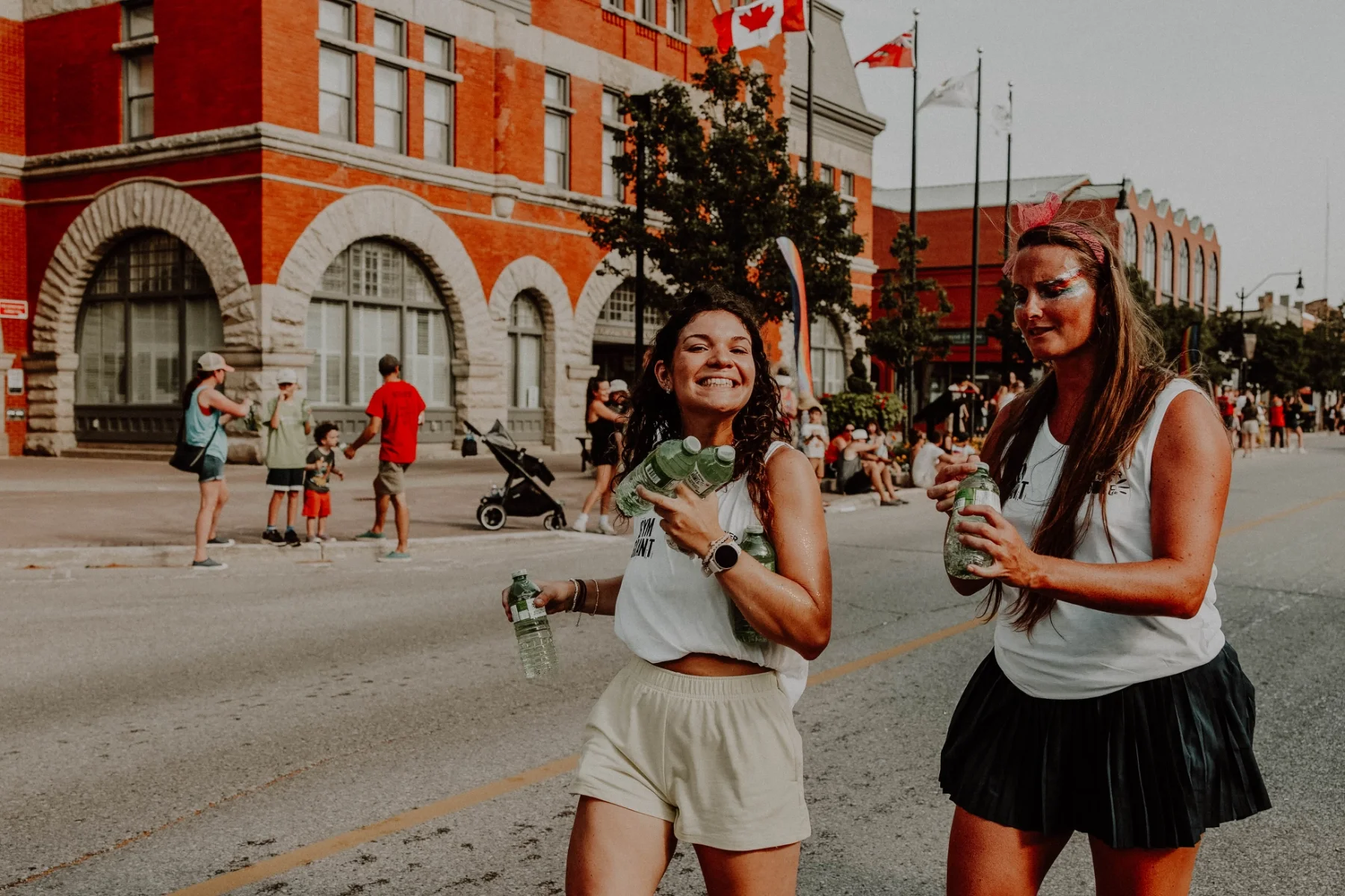 Friends enjoying the festival on Hurontario Street