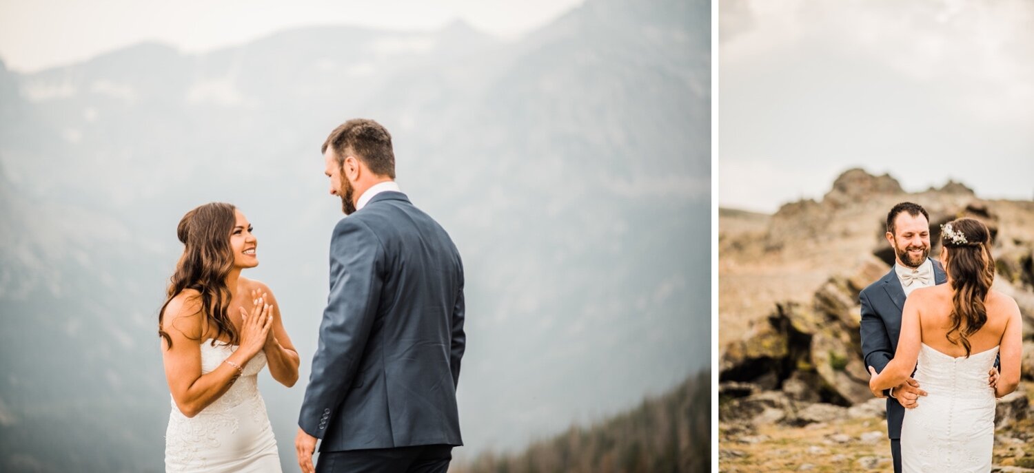  First look, Bride and groom, Summer wedding, Outdoor wedding, Wedding Inspiration, Wedding ideas, Wedding Planning, Colorado Cheley Camps, Cabin Wedding, Lodge Wedding, Mountain Wedding, Colorado Wedding Planner, Colorado Mountain Wedding, Estes Par