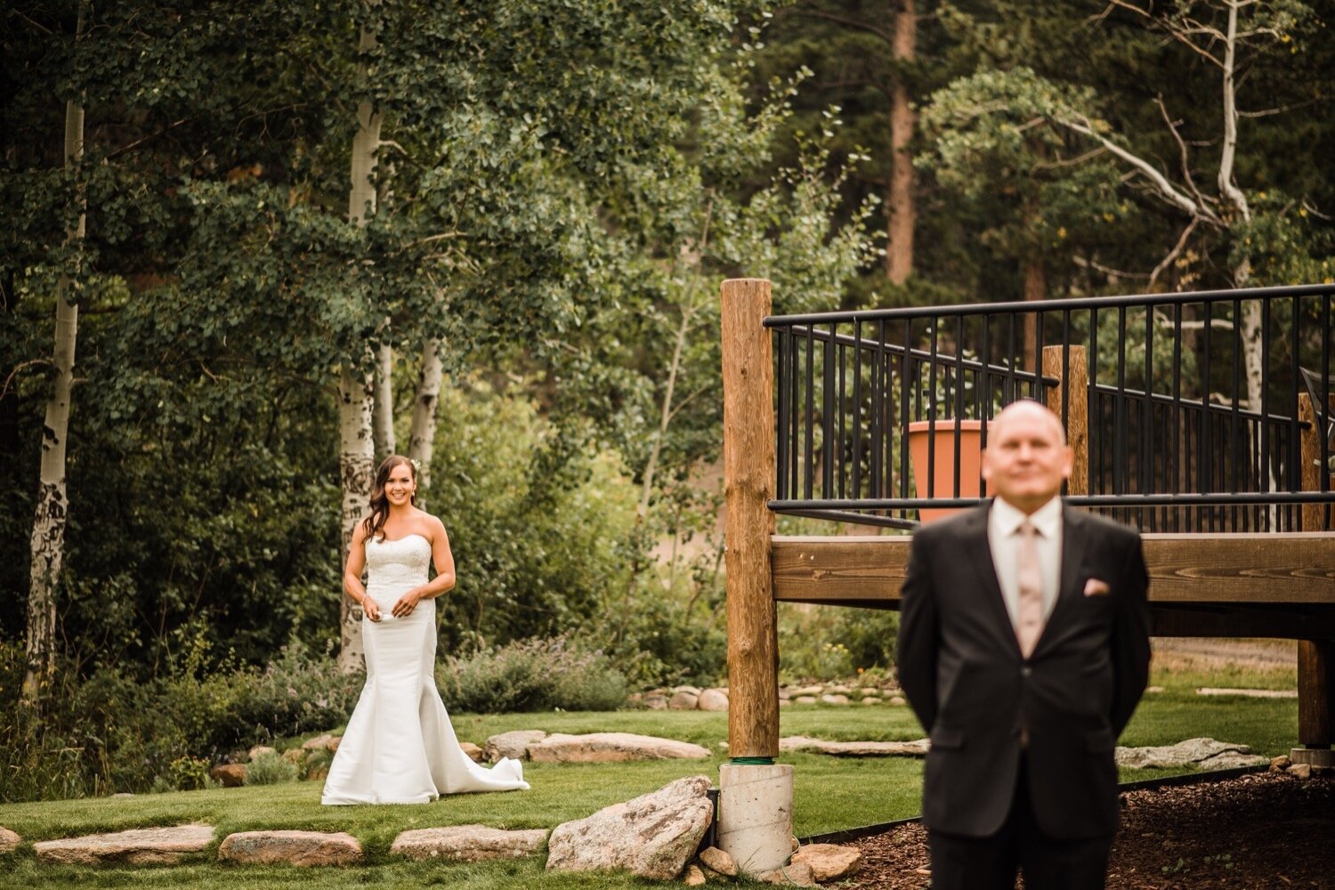  First look with dad, Father and bride first look, Summer wedding, Outdoor wedding, Wedding Inspiration, Wedding ideas, Wedding Planning, Colorado Cheley Camps, Cabin Wedding, Lodge Wedding, Mountain Wedding, Colorado Wedding Planner, Colorado Mounta
