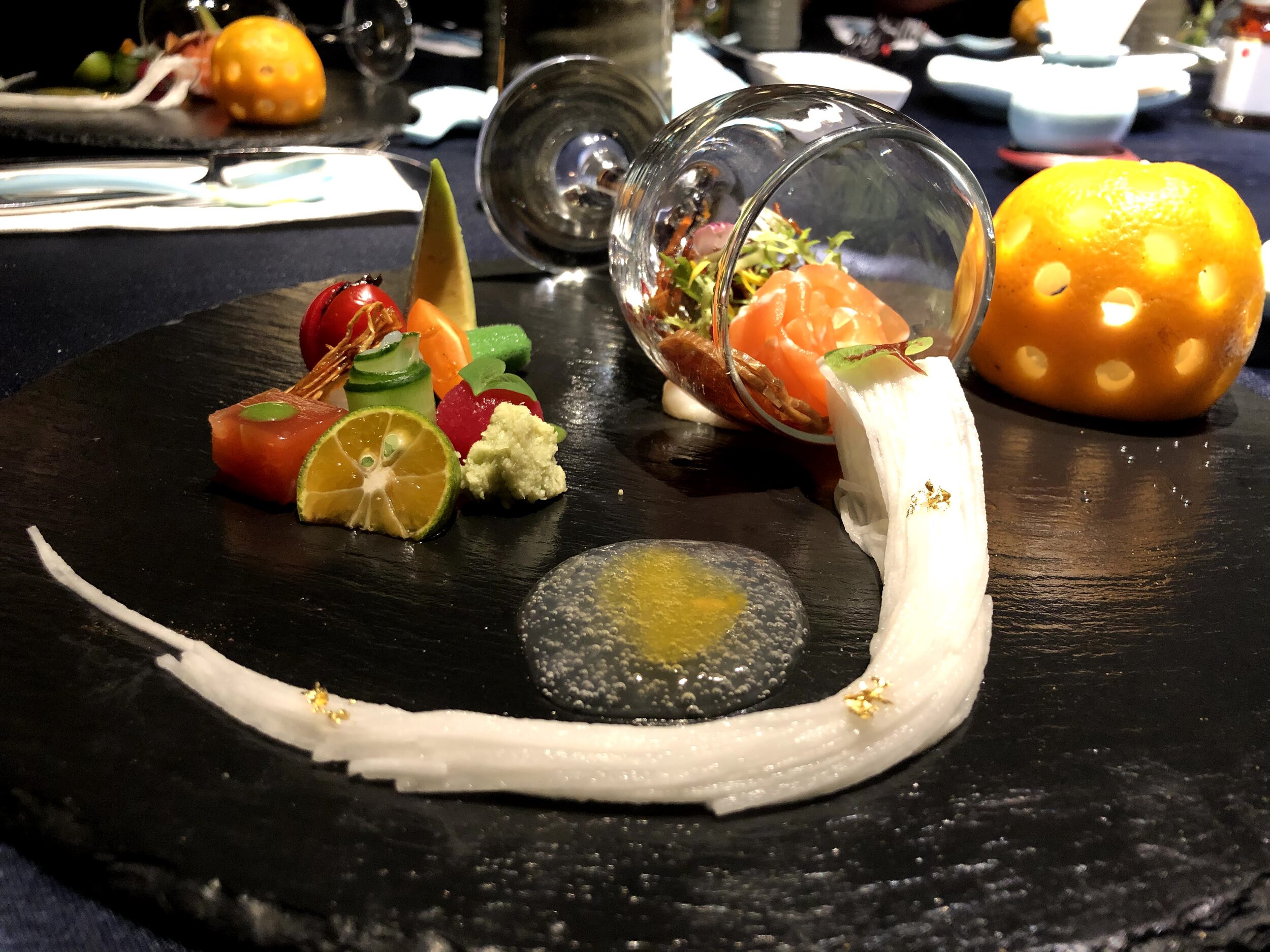 Eye-poppingly fancy vegan dinner with Allen's family. Taipei, Taiwan.