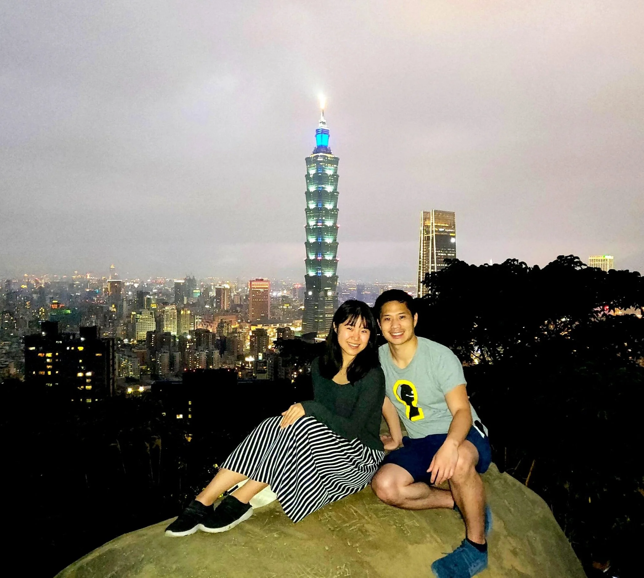 Elephant mountain at night. Taipei, Taiwan.