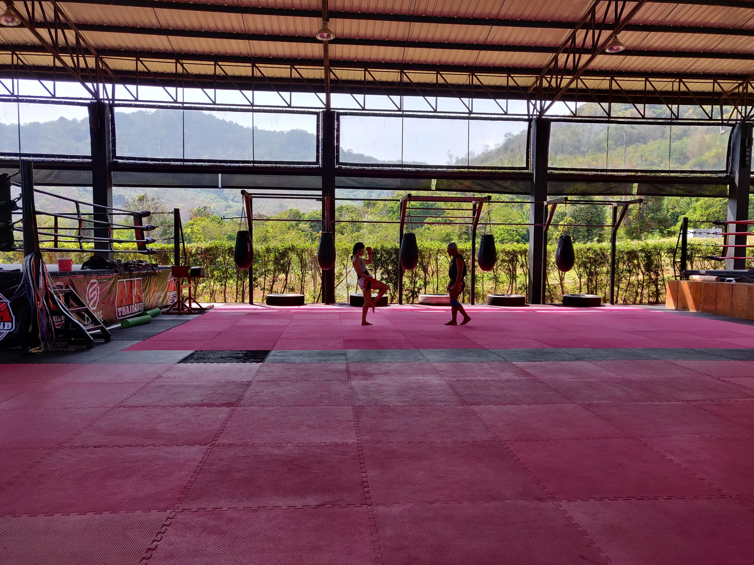 Just Cathy and her trainer in the gym