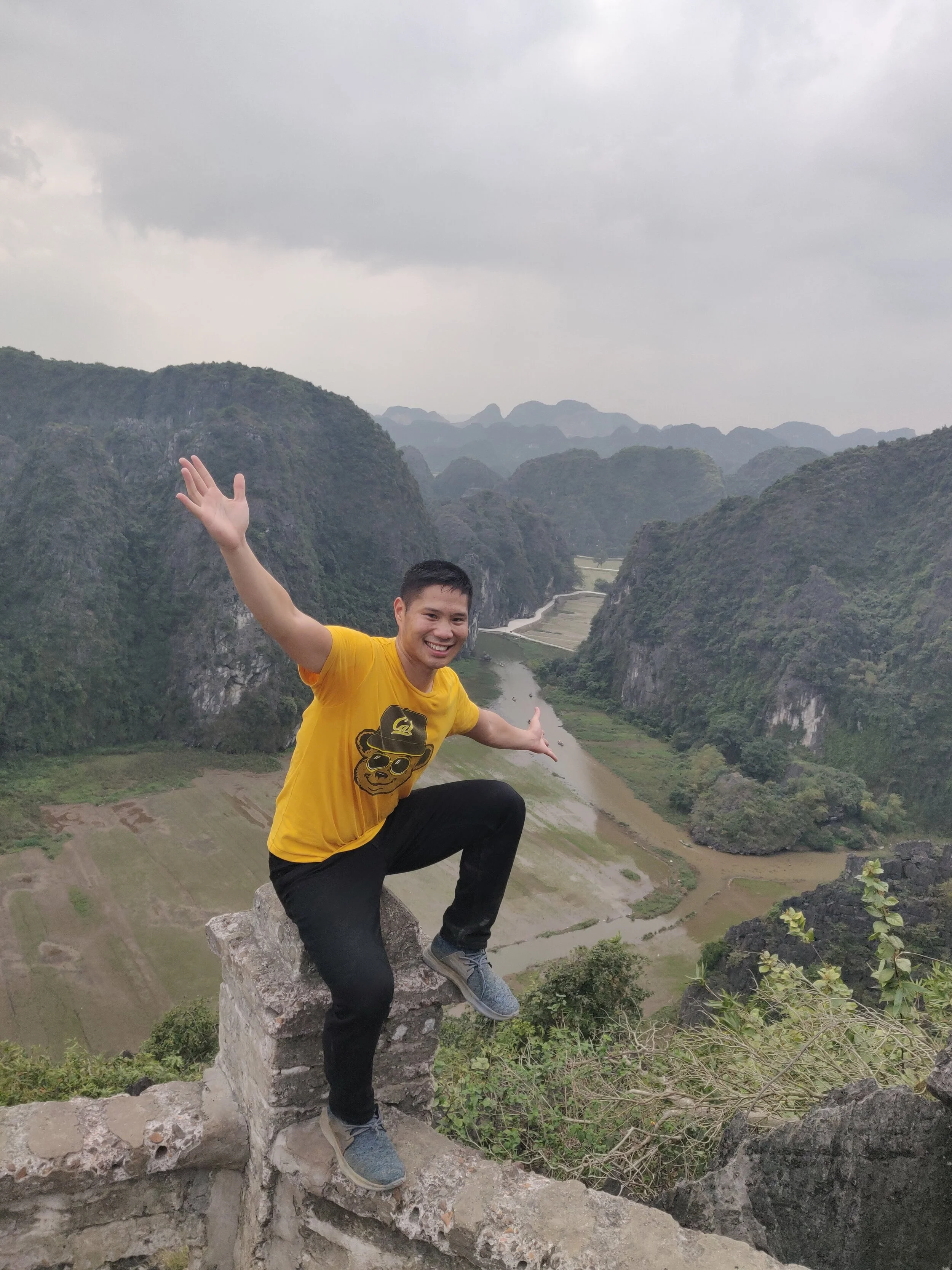 Panorama of the river above the Mua Caves. Ninh Binh, Vietnam.