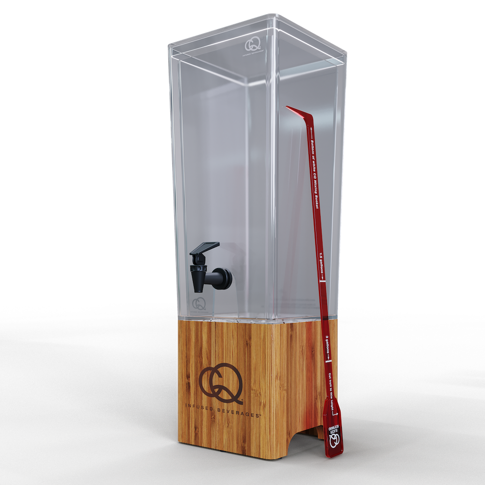 CQ Beverage System Bamboo Base Black Spigot Angled Side View Left copy.png