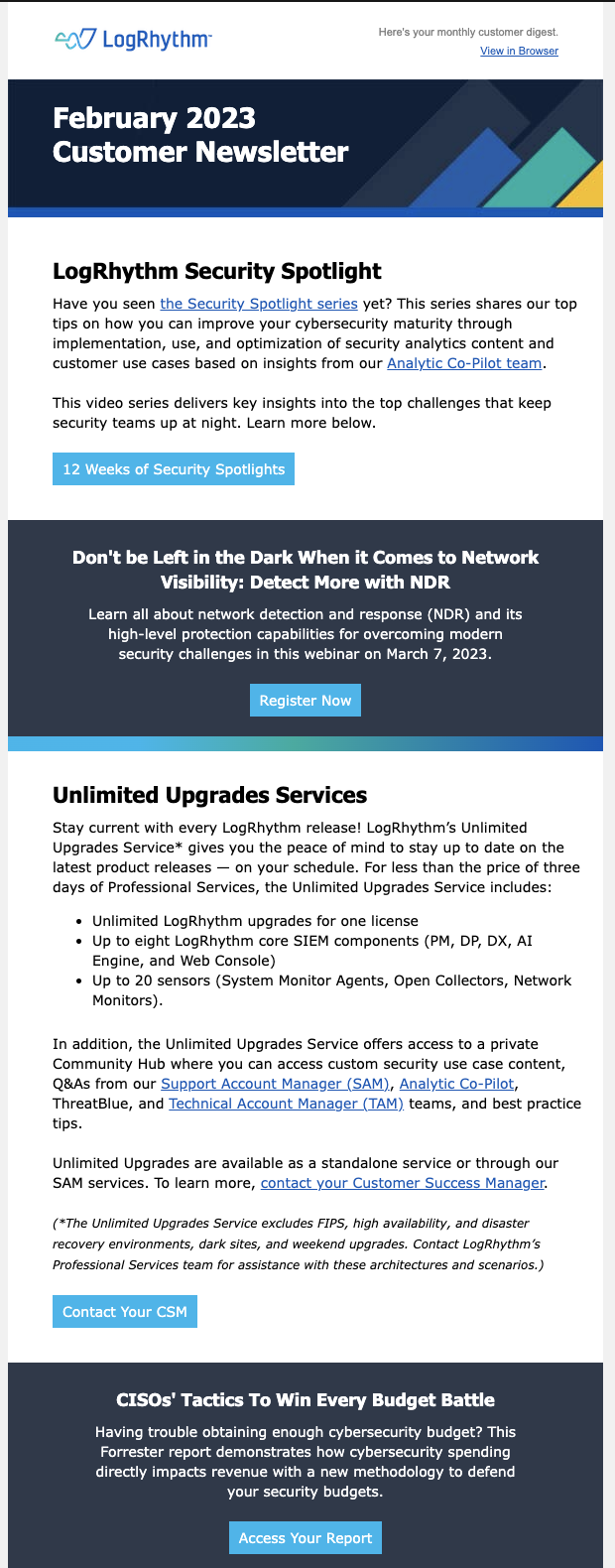 Product-Focused Monthly Customer Newsletters