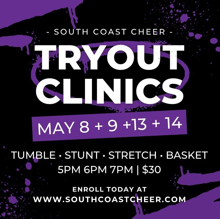 Tryout clinics are coming up and you don&rsquo;t want to miss them! Athletes just need to be enrolled in tryouts before attending. You can enroll today in the parent portal! 💜🖤
