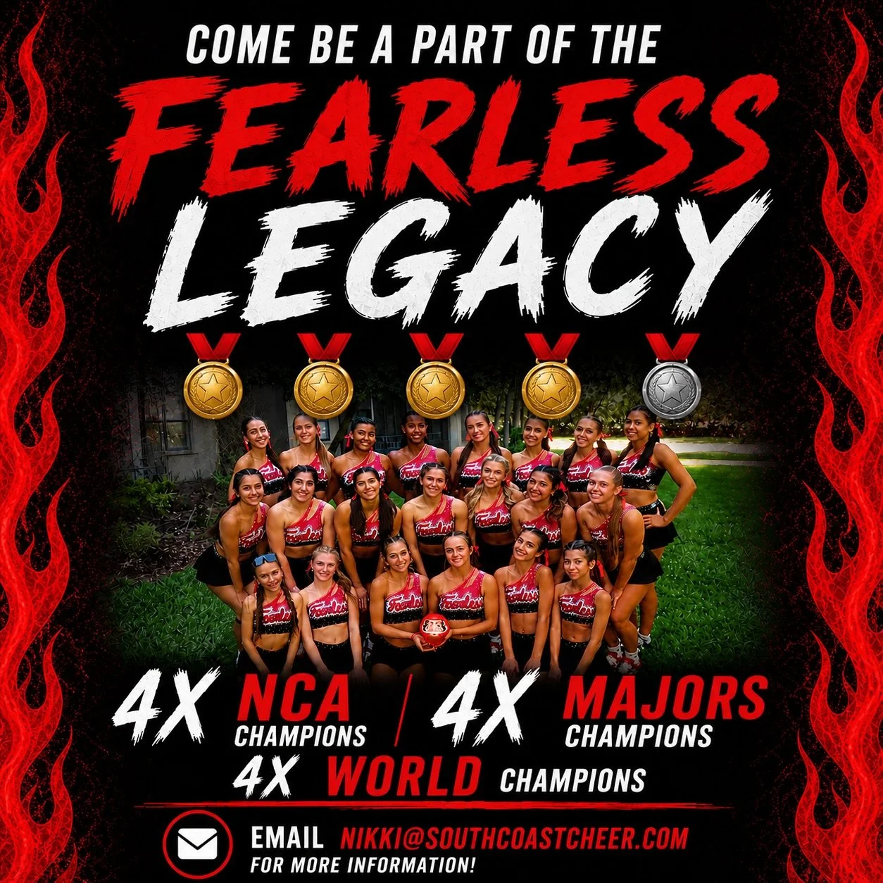 Are you ready to take on the world in red? Sign up for tryouts and email us today!