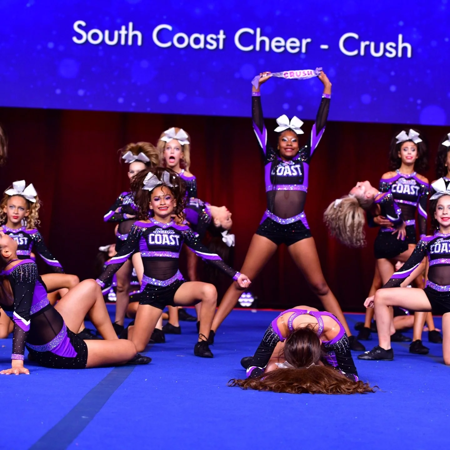 Because when you step to The Coast WE WILL CRUSH YOU 🤘🏼💜 We love these Crushies and are proud of their fight all season long to be their best. This team earned South Coast Cheer&rsquo;s first level 2 full paid bid to The Summit and had an incredib