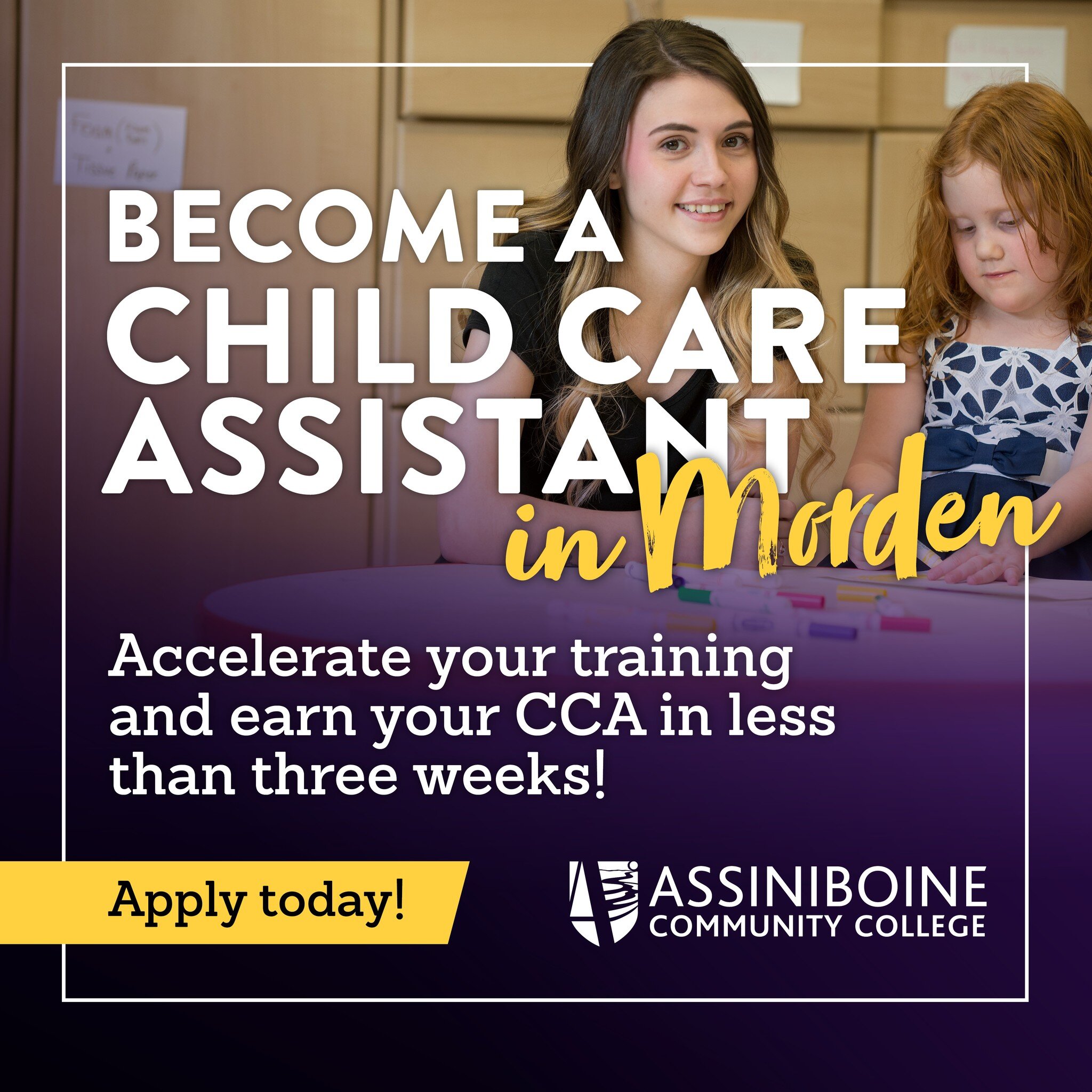 The City of Morden has partnered with @accmb to offer a CCA-accredited course - Overview of Early Childhood - in Morden.

Starting on March 12, 2024, this in-person, part-time program will run for three weeks, taking place on Tuesdays and Thursdays f