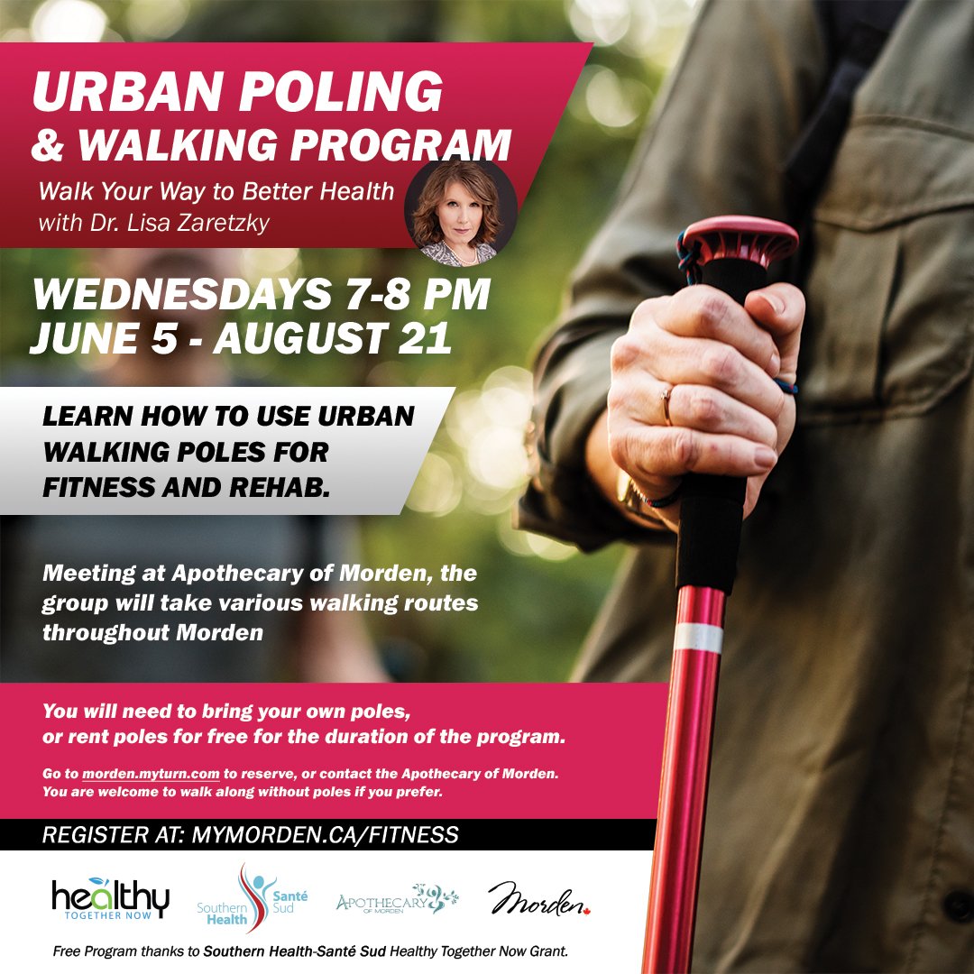 Urban Poling &amp; Walking Program 🚶&zwj;♀️🌳

Walk Your Way to Better Health this summer with Dr. Lisa Zaretzky. Thanks to the Southern Health Healthy Together Now Grant, this program is Free for all!

Wednesdays, 7-8 PM
Meeting at Apothecary of Mo