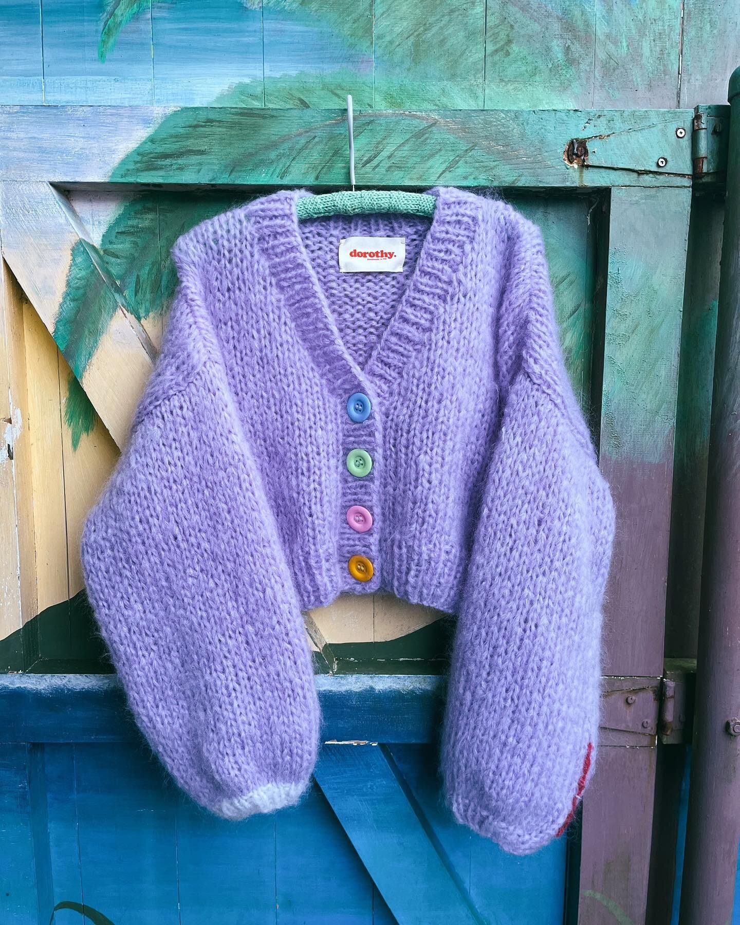 Custom Lilac Cardi with lucky dip buttons. A classic with a twist. 
&bull;
Head to our website to find out more about customer orders.

#dorothynz #customorders