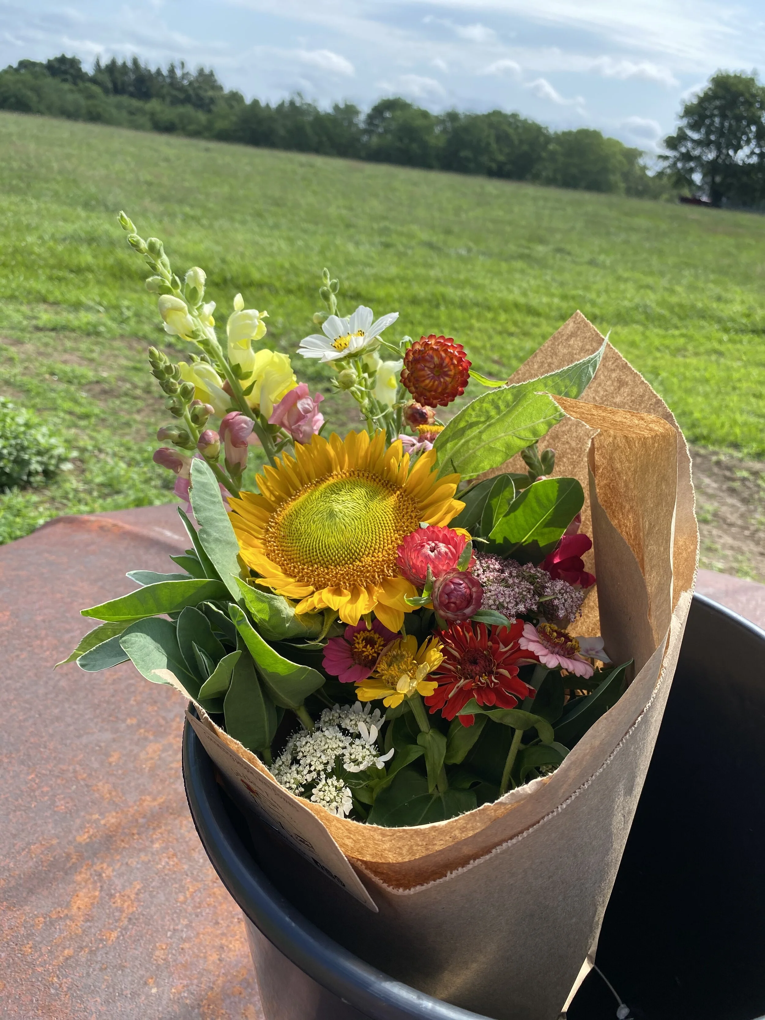 Hand Tied Seasonal Wrapped Bouquet