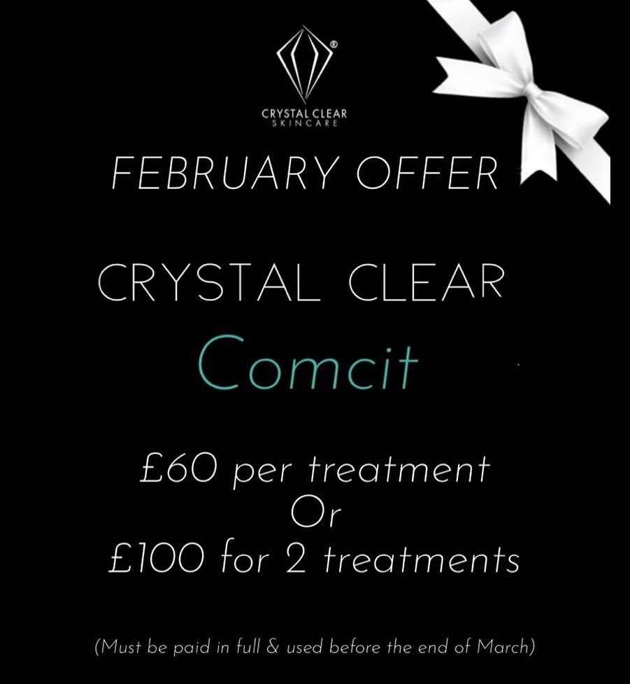 ✨FEBRUARY OFFER✨Our favourite treatment COMCIT is our next offer ! Be sure to book in quick as this is very popular ! Please call for any information.. 01322 442279 #crystalclearskincare #cyrstalclearcomcitelite #crystalclearcomcitfrozenfacial #cryst