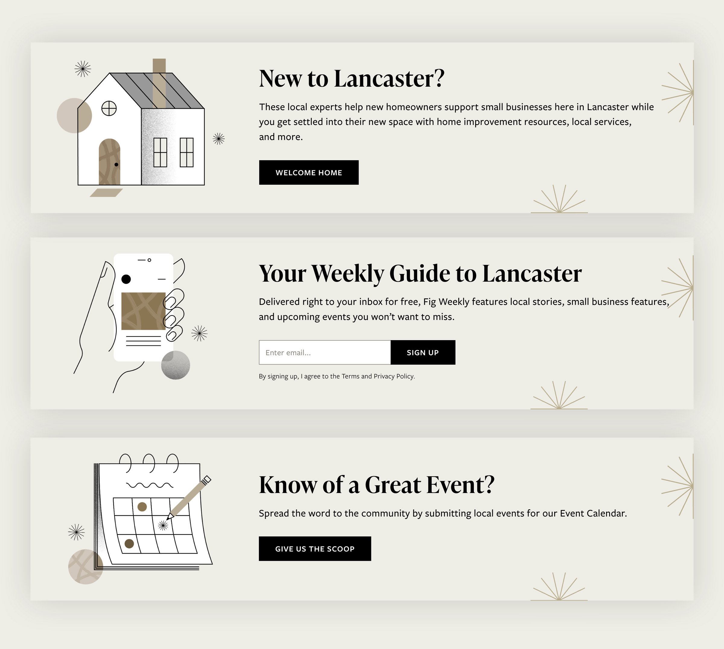   Leveraging custom illustrations for CTA blocks showcased Fig’s personality while differentiating them from other page contents.  