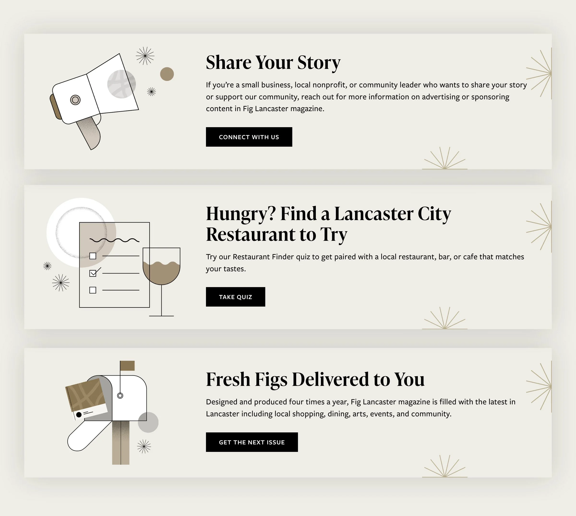   Leveraging custom illustrations for CTA blocks showcased Fig’s personality while differentiating them from other page contents.  