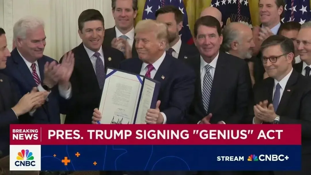 President Trump signing GENIUS act.