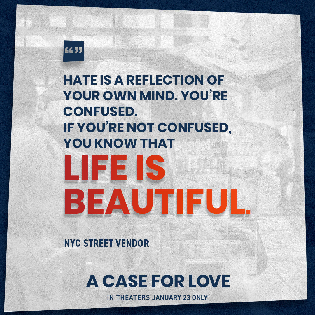 Powerful words from the streets! Join us on Jan 23 for an incredible documentary showcasing the transformative power of love. Experience firsthand how love triumphs over hate and confusion. Don't miss this inspiring journey!  TICKETS IN BIO #acasefor
