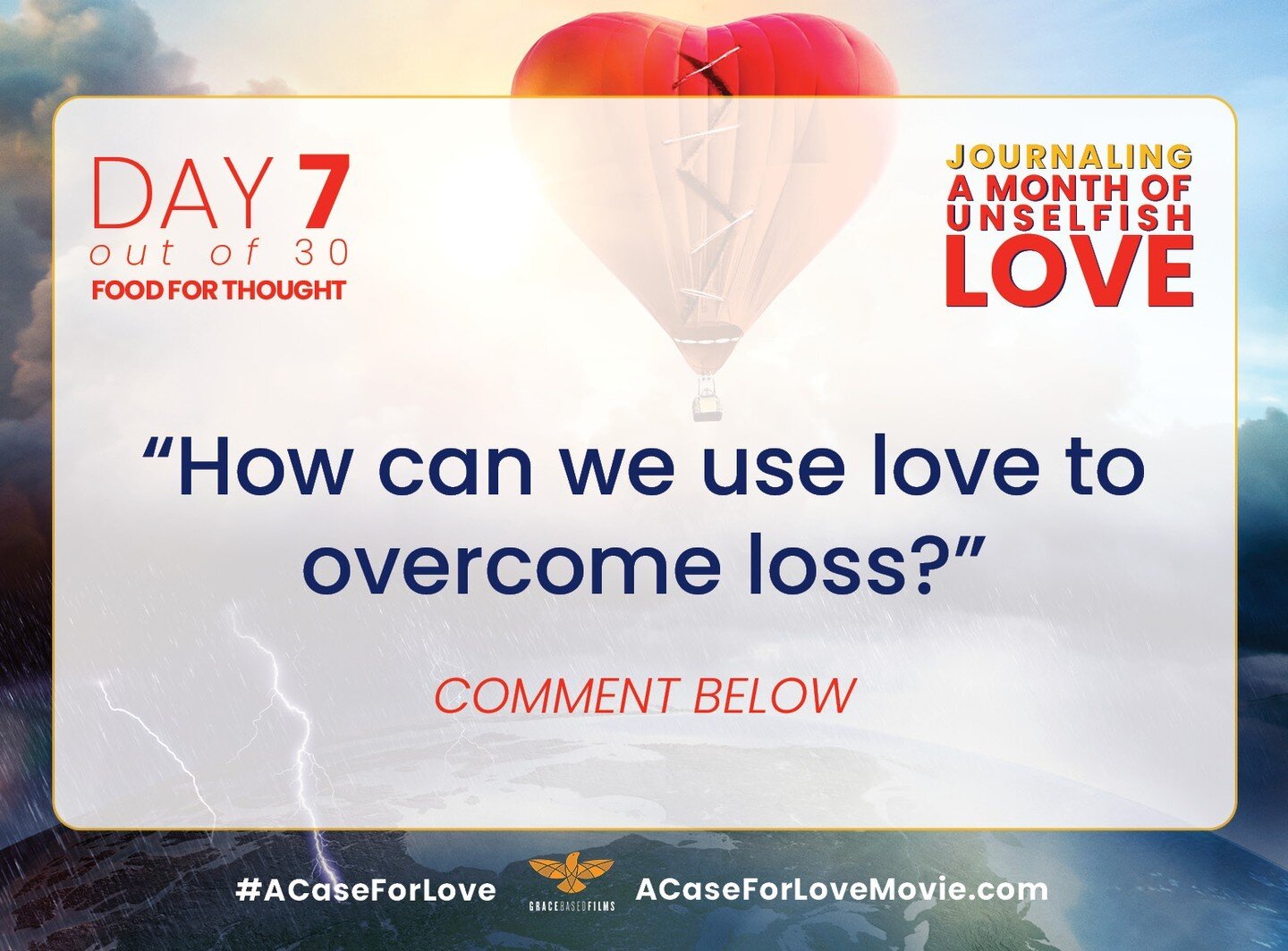 DAY 7 of 30--tell us what you think! How's the journaling going? See today's prompt to get those comment juices flowing and let us know how acts unselfish love are evident in your experience today: whether acts you witness, experience, or perform! Ne