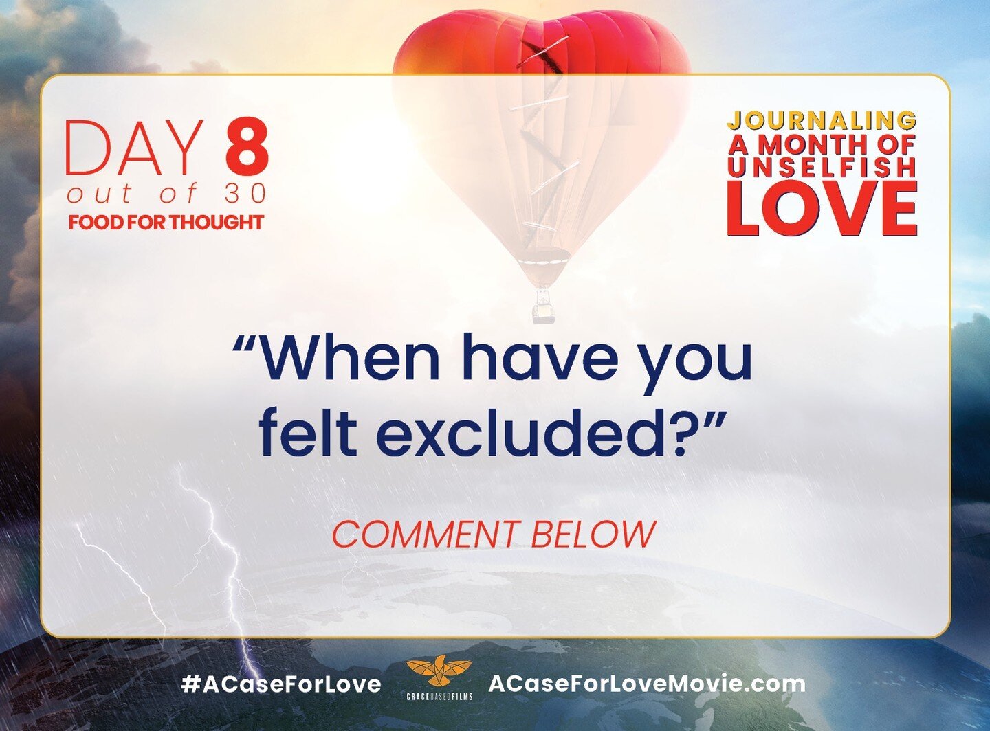 DAY 8 of 30--tell us what you think! How's the journaling going? See today's prompt to get those comment juices flowing and let us know how acts unselfish love are evident in your experience today: whether acts you witness, experience, or perform! Ne