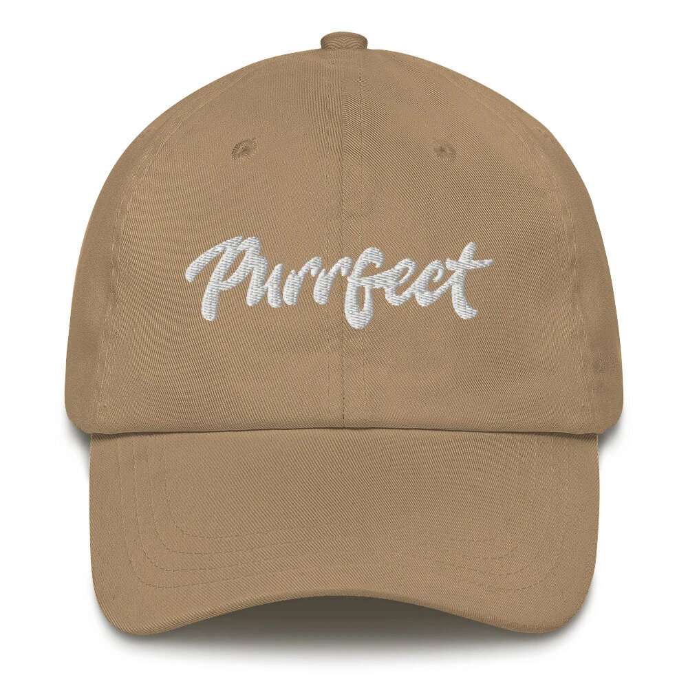 Purrfect . White Stitching Dad Hat