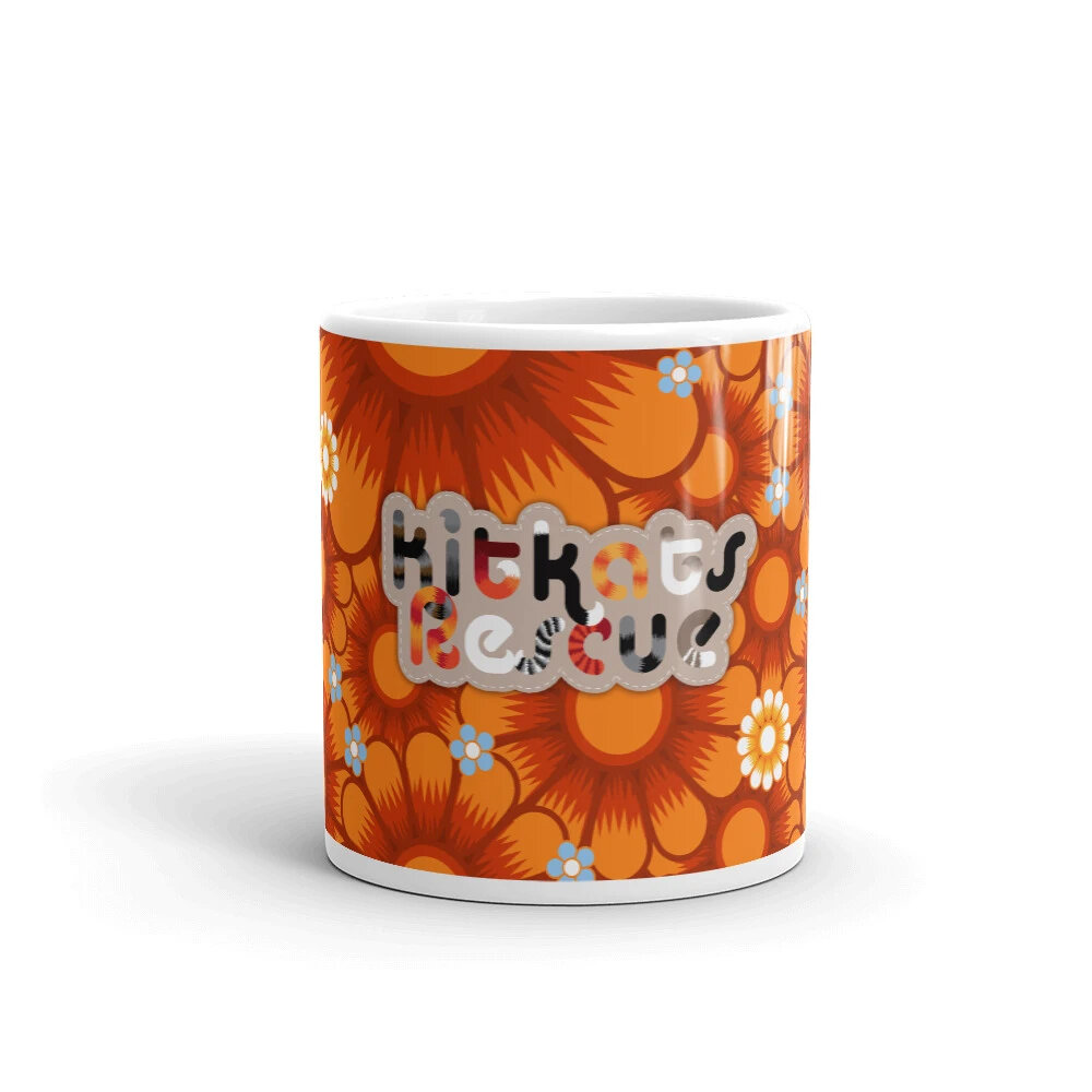 KitKats Rescue . Orange Flower Bed Mug