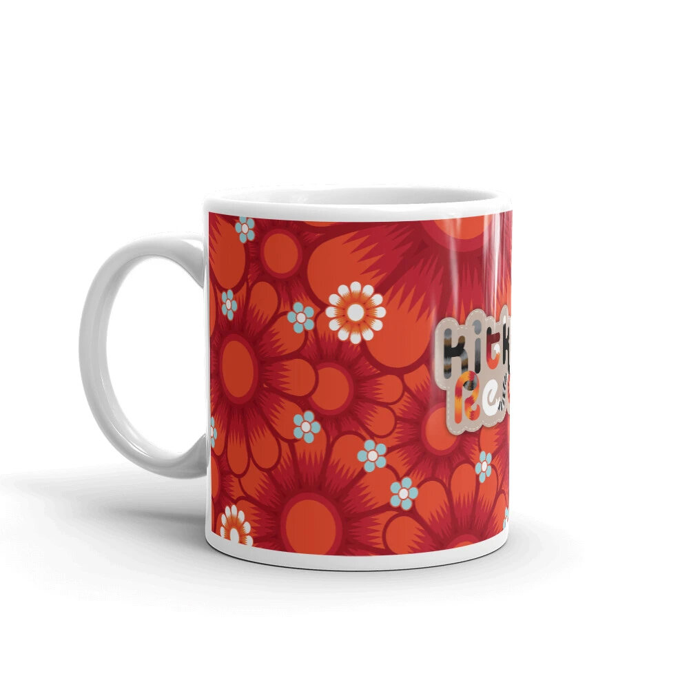 KitKats Rescue . Red Flower Bed Mug