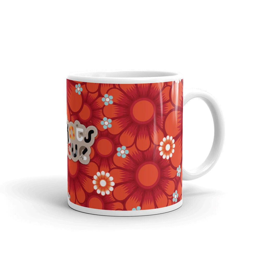 KitKats Rescue . Red Flower Bed Mug