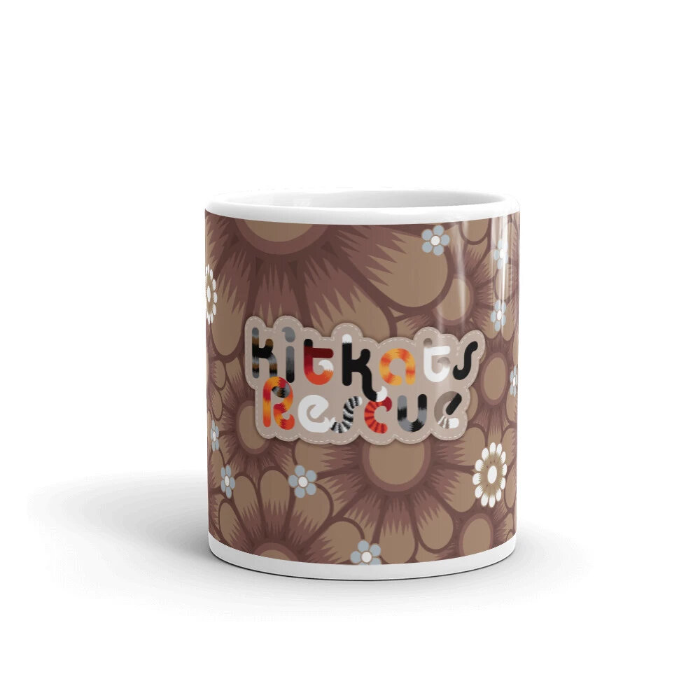 KitKats Rescue . Taupe Flower Bed Mug