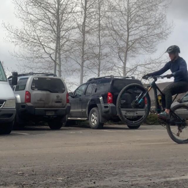 So here I am practicing my Wheelies &amp; Zeke is more interested in posing for the camera #puparazzi #TCEbikeskills #mtbskills