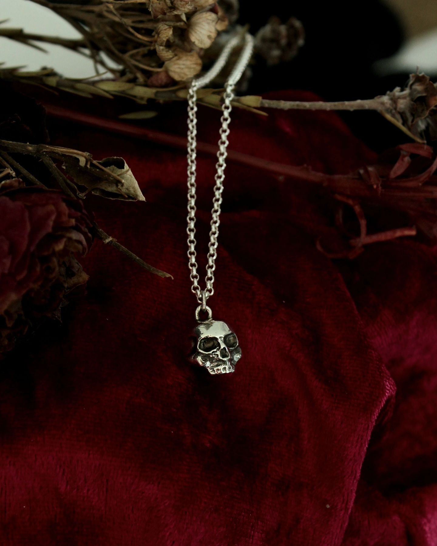 The Skull pendant ~~ the best skull I have ever carved in my opinion
 ((skull carving was a preoccupation of mine from when I first started making jewels...))

The perfect layering piece, in the shop + ready to make friends with your other jewellery 