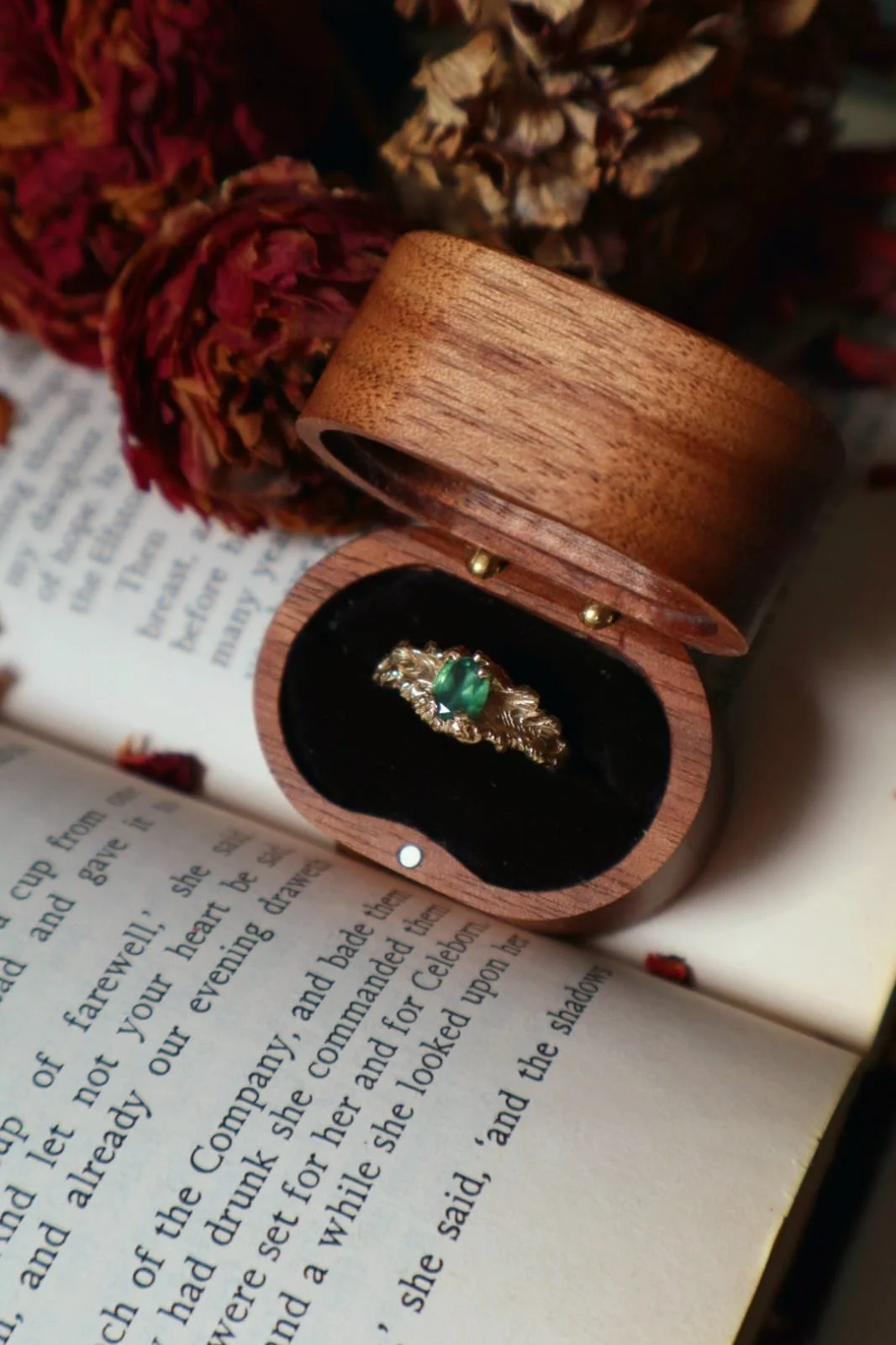 Custom Willow Ring - 9ct yellow gold & opalescent green sapphire.