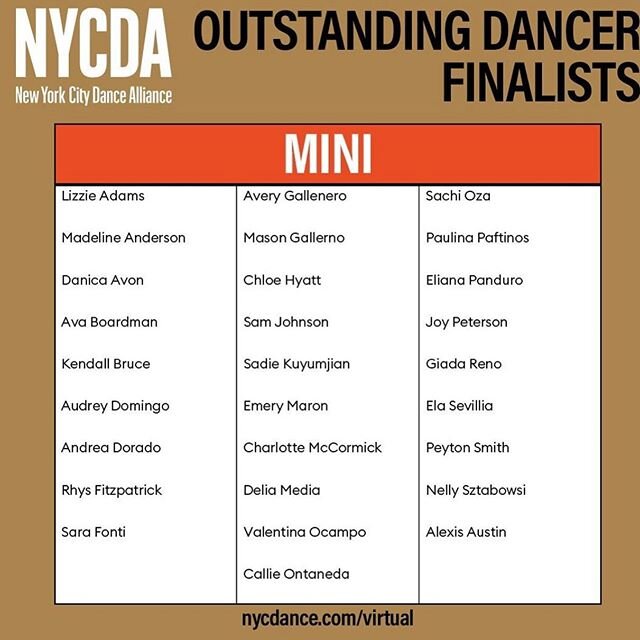 Congratulations to Kendall Bruce &amp; Giada Reino: NYCDA mini Outstanding Dancer Finalists